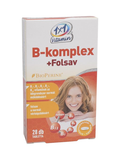 1x1 vitamin b-komplex+folsav étrend-kiegészíto ftbl bioperin 28 db
