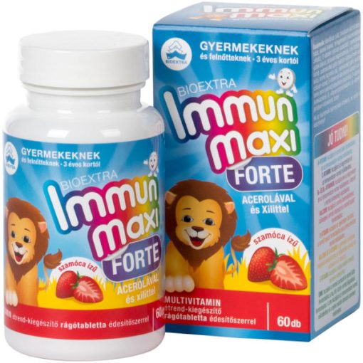 Bioextra immun maxi forte szamóca multivitamin gyerekeknek 60 db