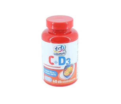 1x1 vitamin c-vitamin 500mg+d3+csipkebogyó rágótabletta narancs 60 db