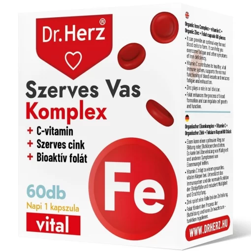 Dr.herz szerves vas komplex+c-vitamin+szerves cink+folát kapszula 60 db