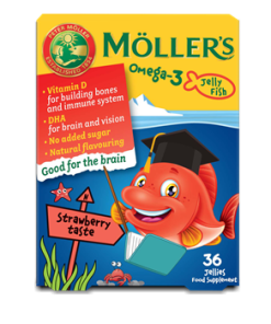 Möllers omega-3 halacska gumivitamin étrend-kiegészítő gyerekeknek d-vitaminnal, eper ízesítéssel 36 db