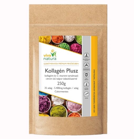 Viva natura kollagén plusz hialuronsav citrom ízű italpor édesítőszerrel 250 g