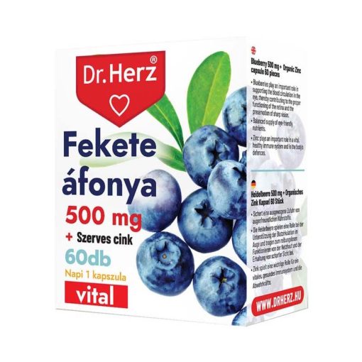 Dr. Herz Fekete Áfonya 500mg + Szerves Cink kapszula 60db