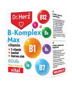 Dr.herz b-komplex max+c-vitamin+inozitol+szerves cink kapszula 60 db